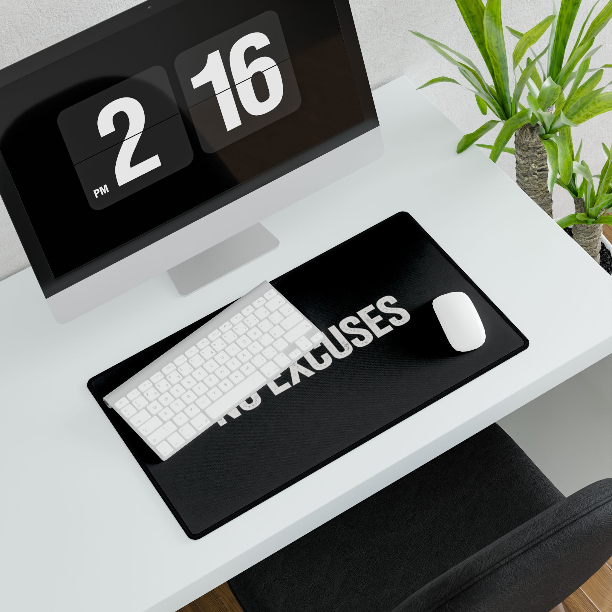 No Excuses Gaming Desk Mat — Large Black Mousepad for Work, Office & Motivation
