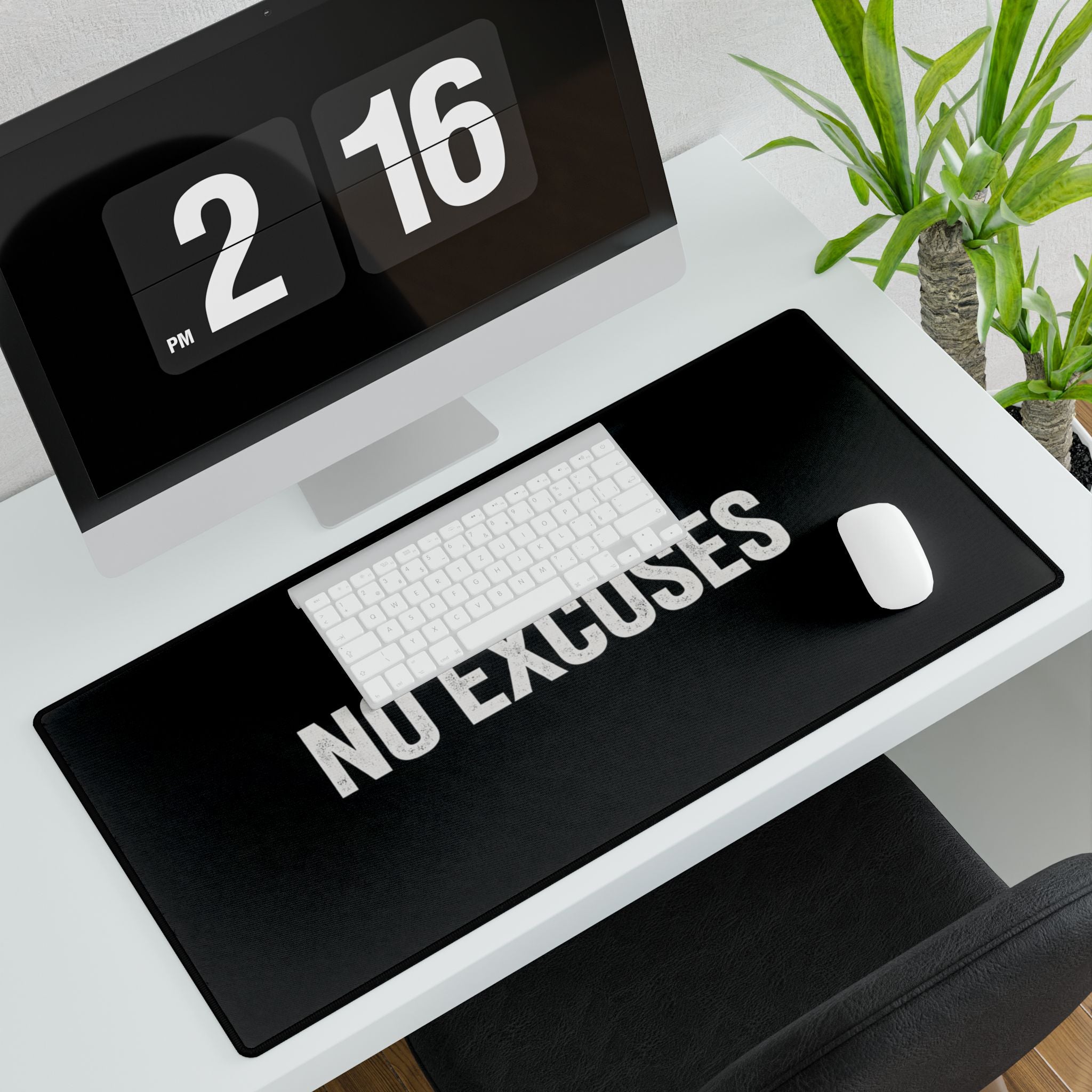 No Excuses Gaming Desk Mat — Large Black Mousepad for Work, Office & Motivation