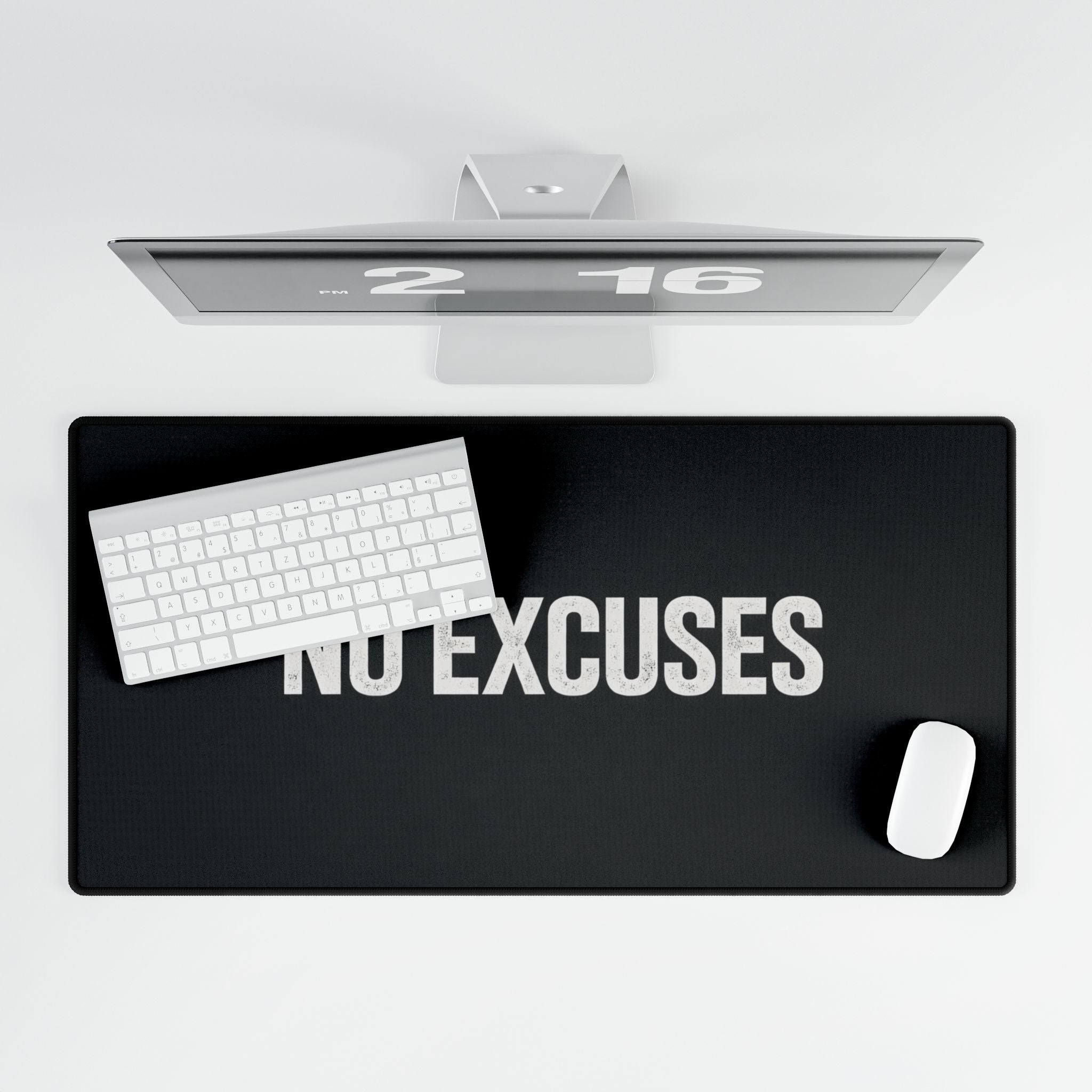 No Excuses Gaming Desk Mat — Large Black Mousepad for Work, Office & Motivation