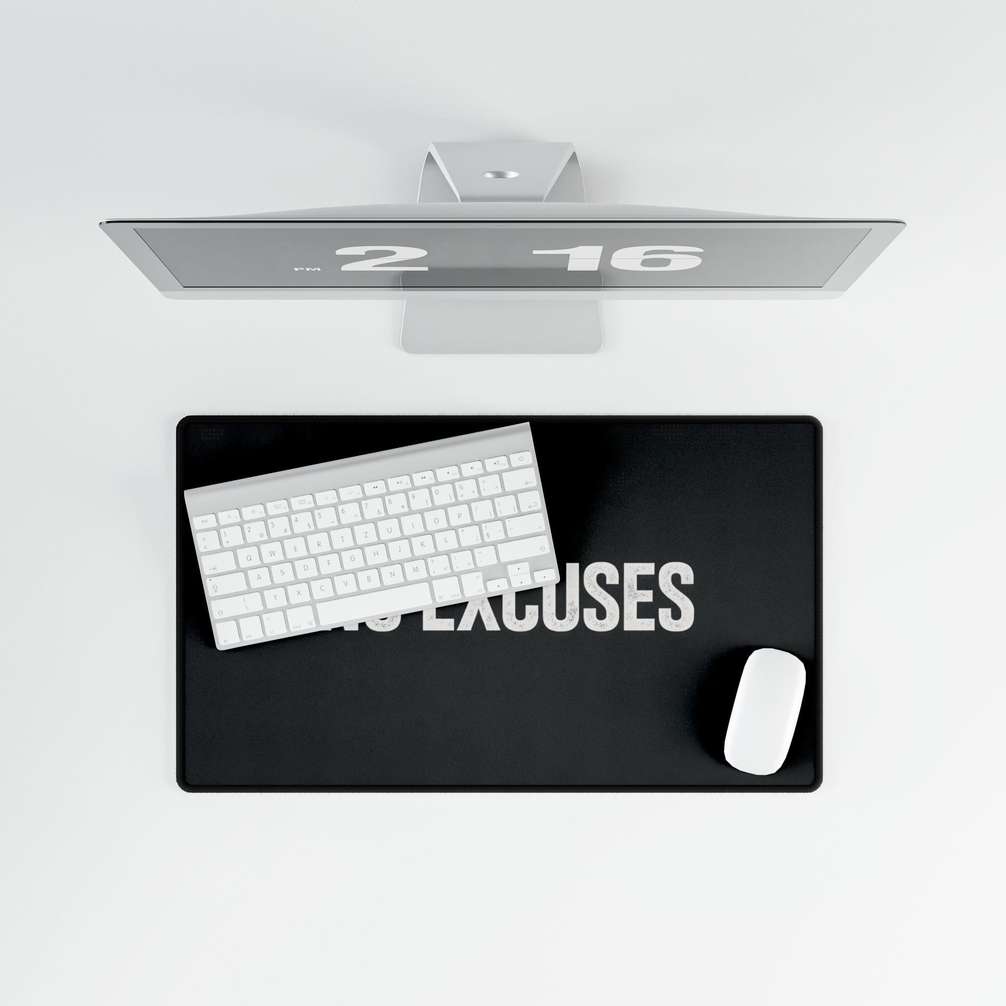 No Excuses Gaming Desk Mat — Large Black Mousepad for Work, Office & Motivation