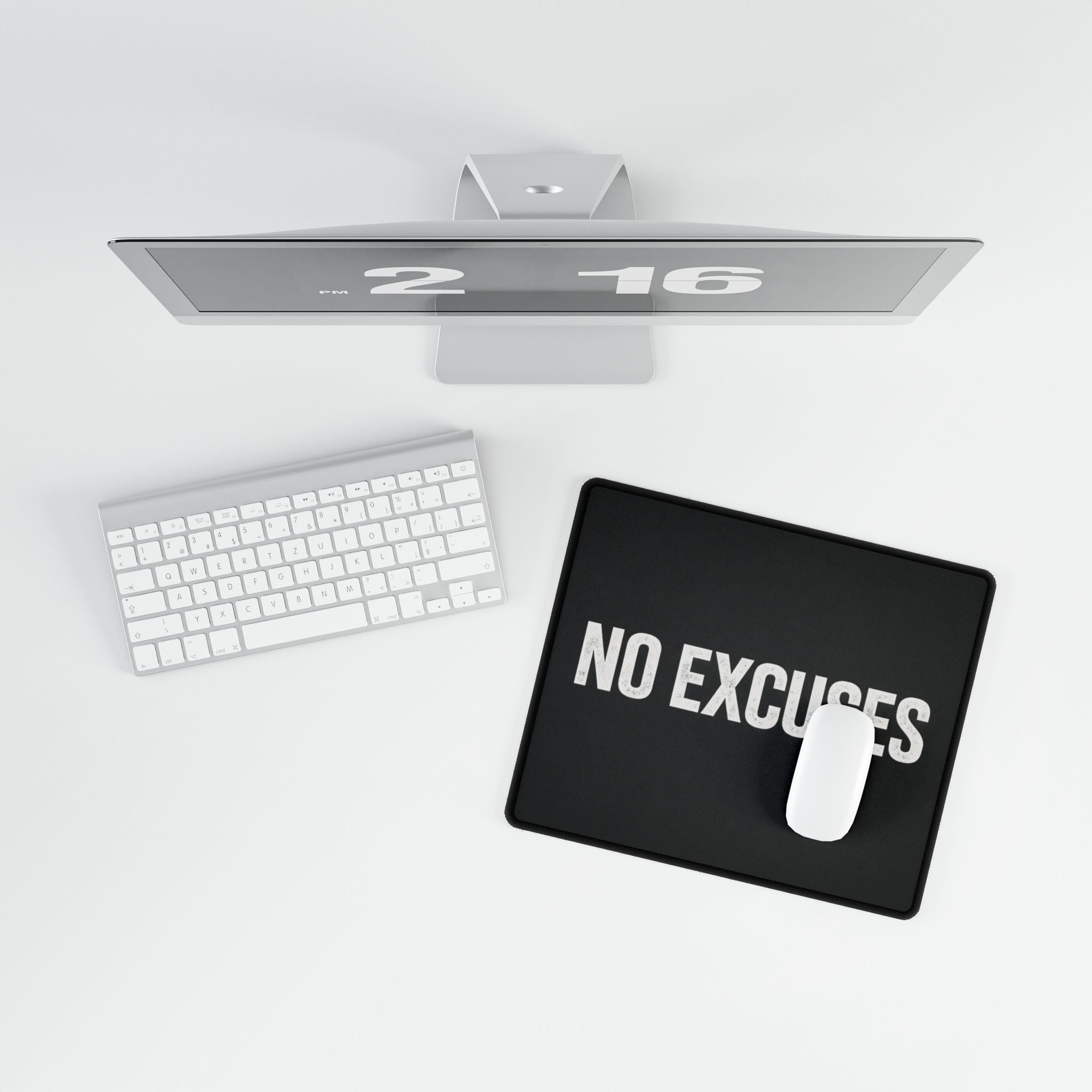 No Excuses Gaming Desk Mat — Large Black Mousepad for Work, Office & Motivation